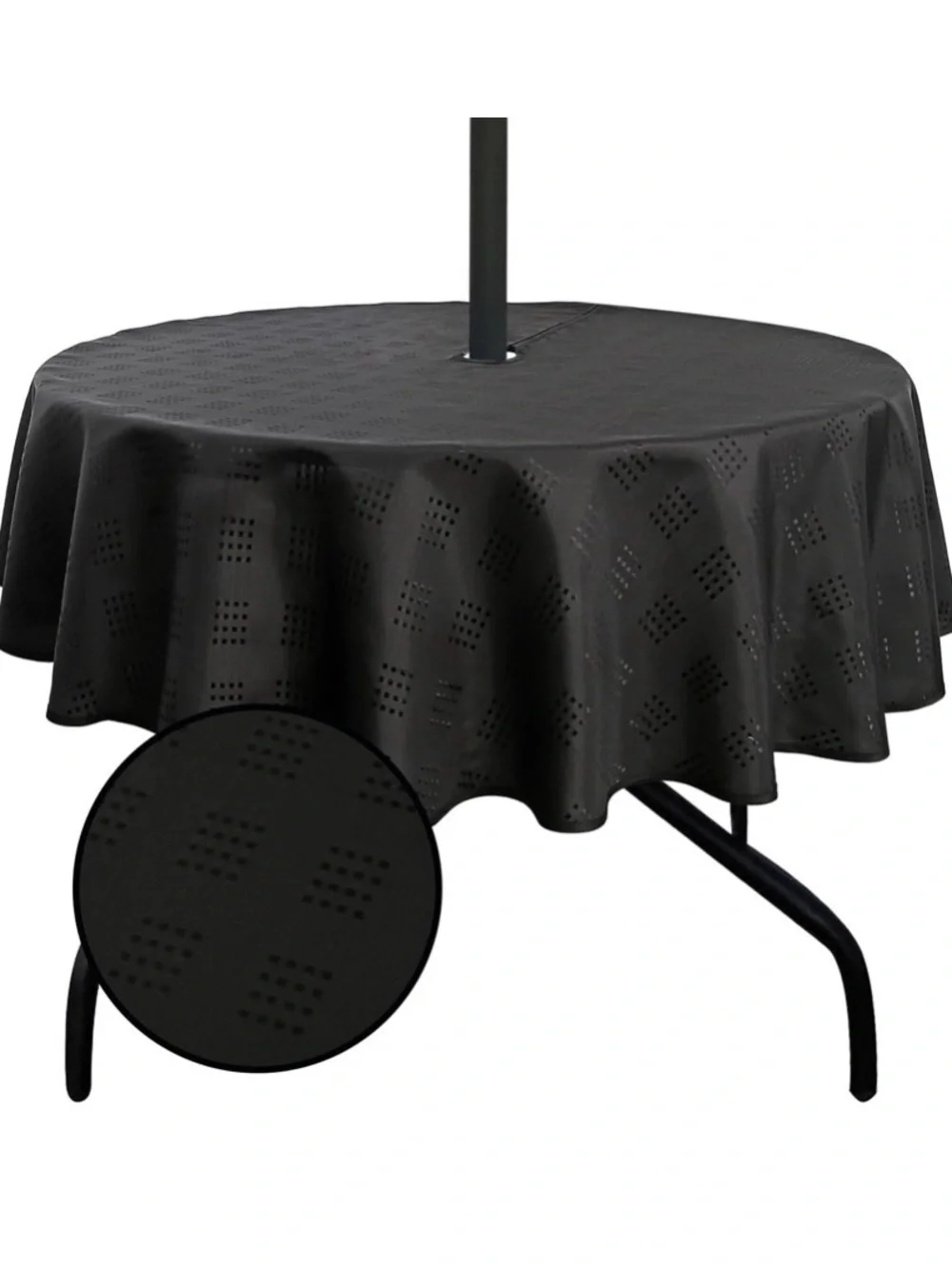 New SpaceDresser Round Outdoor Tablecloth with Umbrella Hole, 60 Inch Grey